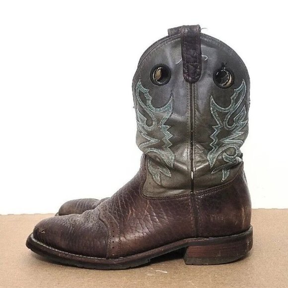 Double-H Other - Double H Leather Square Toe Cowboy Boots Mens Size 13D Brown Gray DH3575